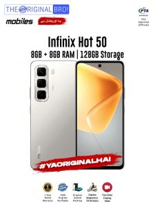 Infinix Hot 50 - 8GB RAM - 128GB Storage - PTA Approved - 12 Months Warranty - Grey - The Original Bro Mobiles - TOB36
